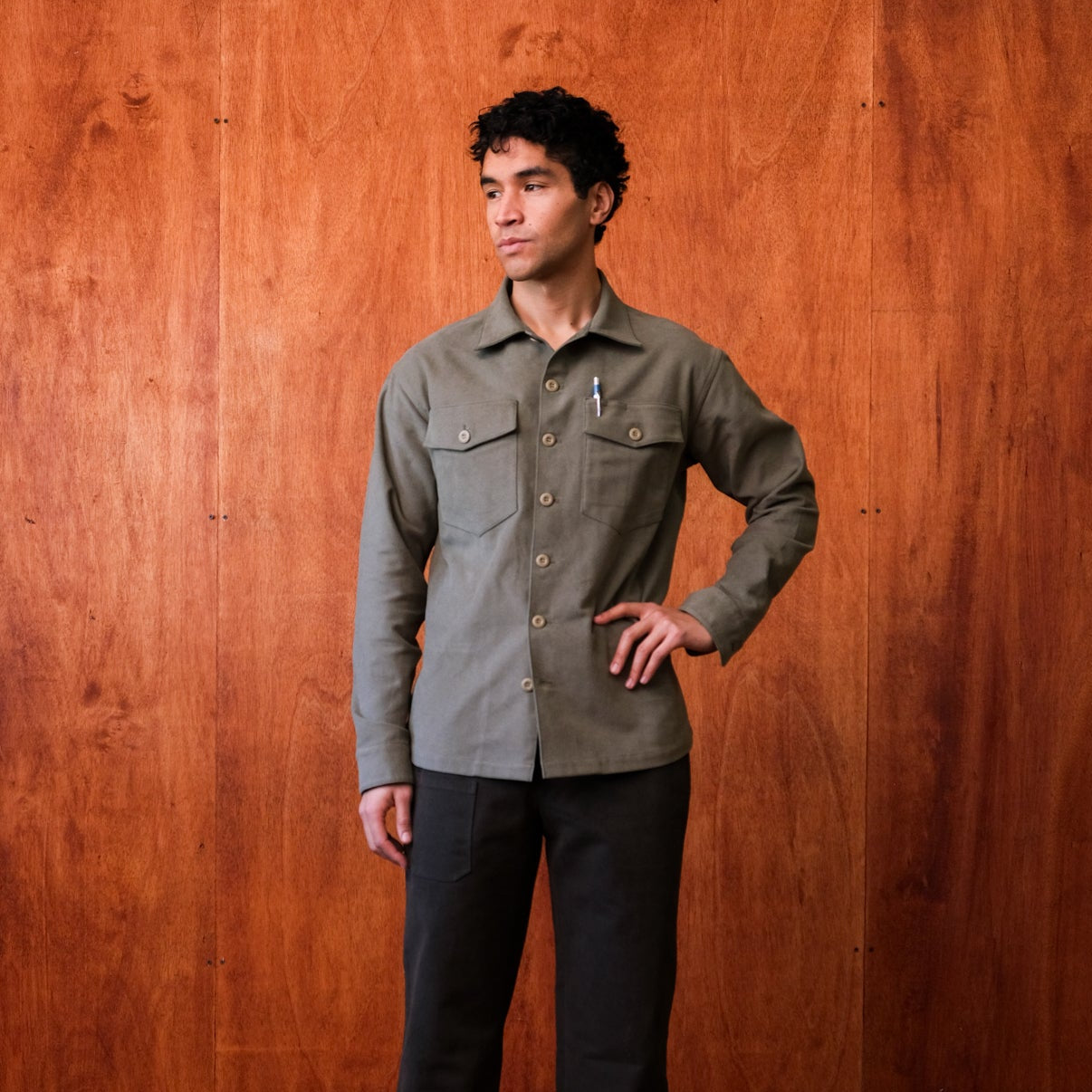 Crewman Collar Shirt (Chamois Green)