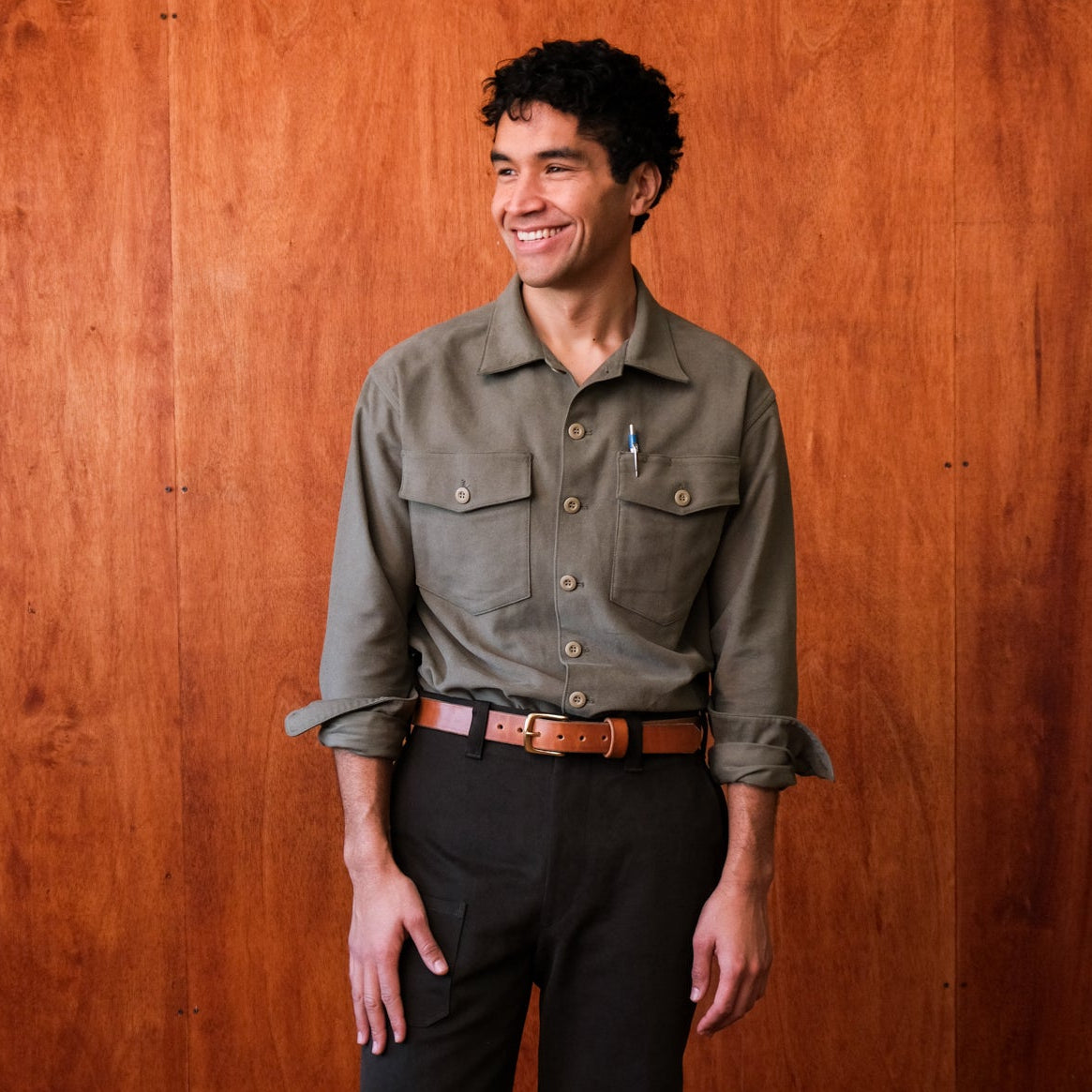 Crewman Collar Shirt (Chamois Green)